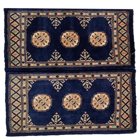 Bokhara Handknotted Blue Charcoal Woolen Mat